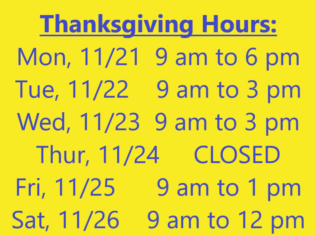 THANKSGIVING HOURS 2022
